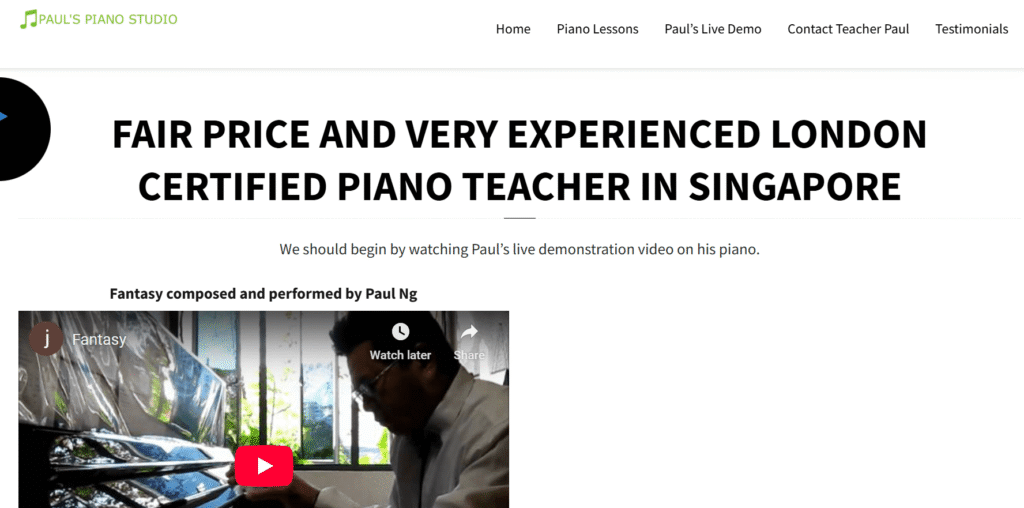Piano Lessons in Singapore
